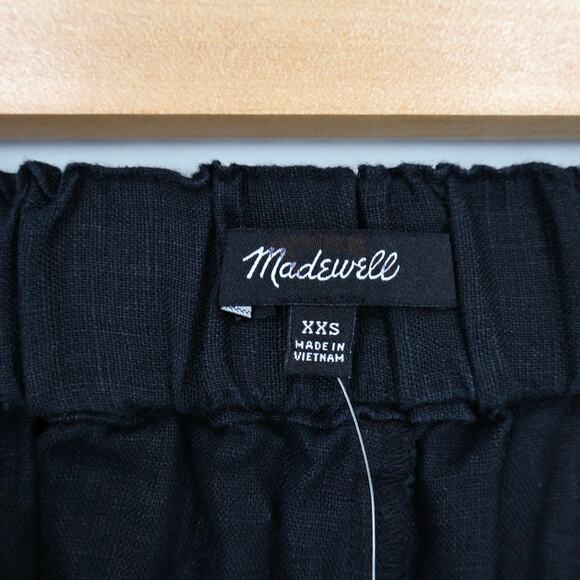 NWT Madewell Clean Pull-On Shorts In 100% Linen True Black Size XXS - Picture 7 of 8